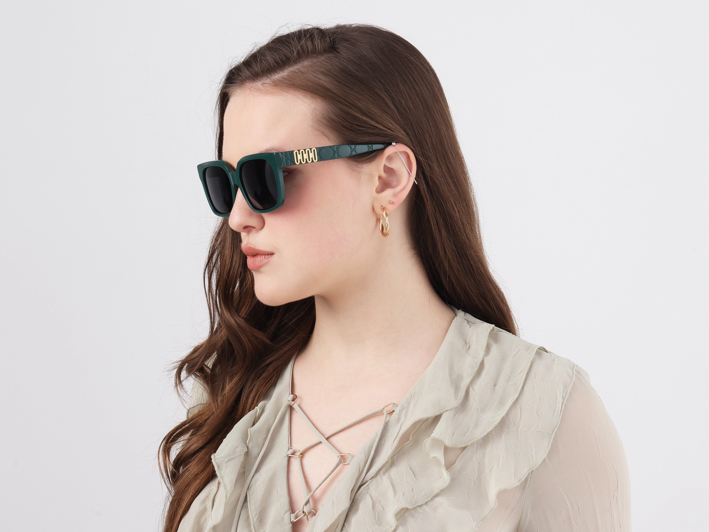 Square Full-Rim Dark Grey Tint Sunglasses
