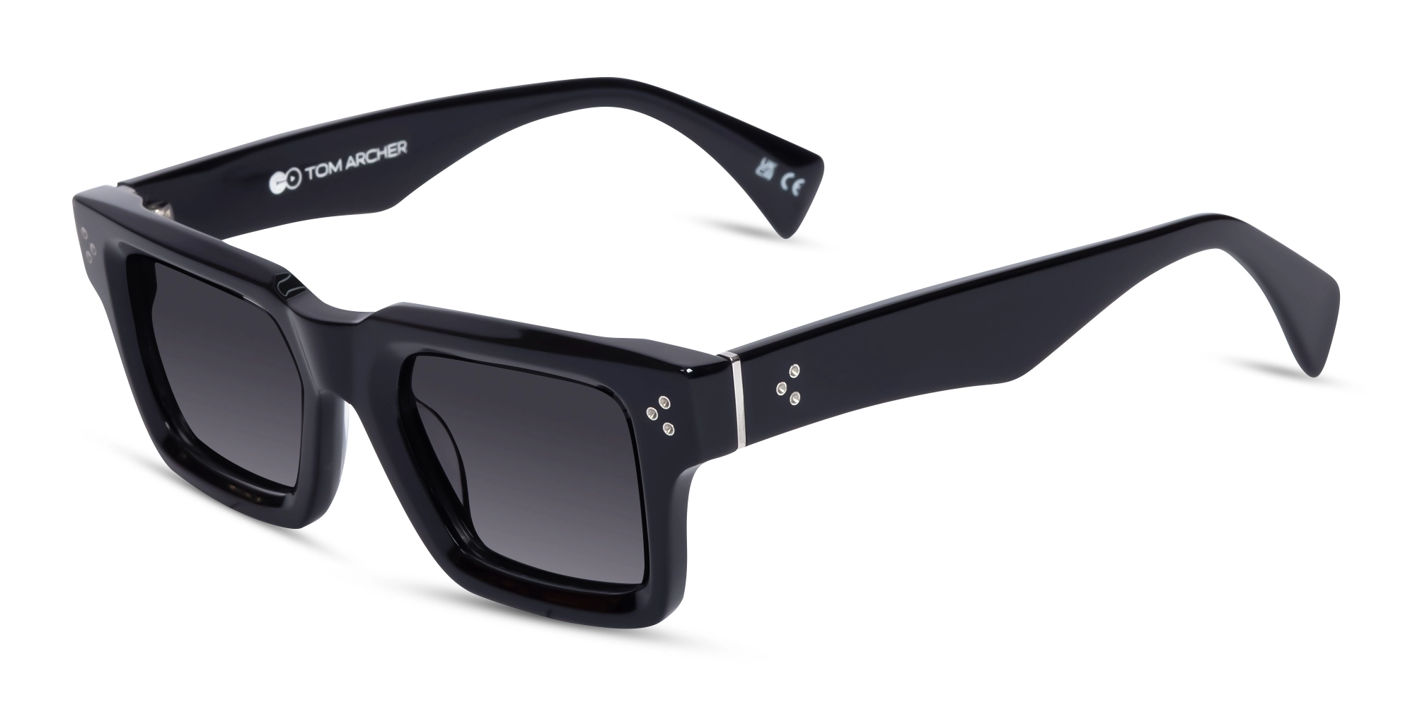 Thick Black Square Acetate Sunglasses 3