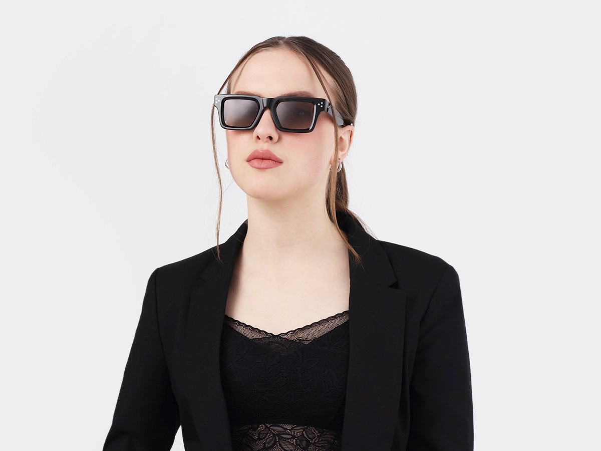Dark Tortoise Square Acetate Full Rim Sunglasses 51