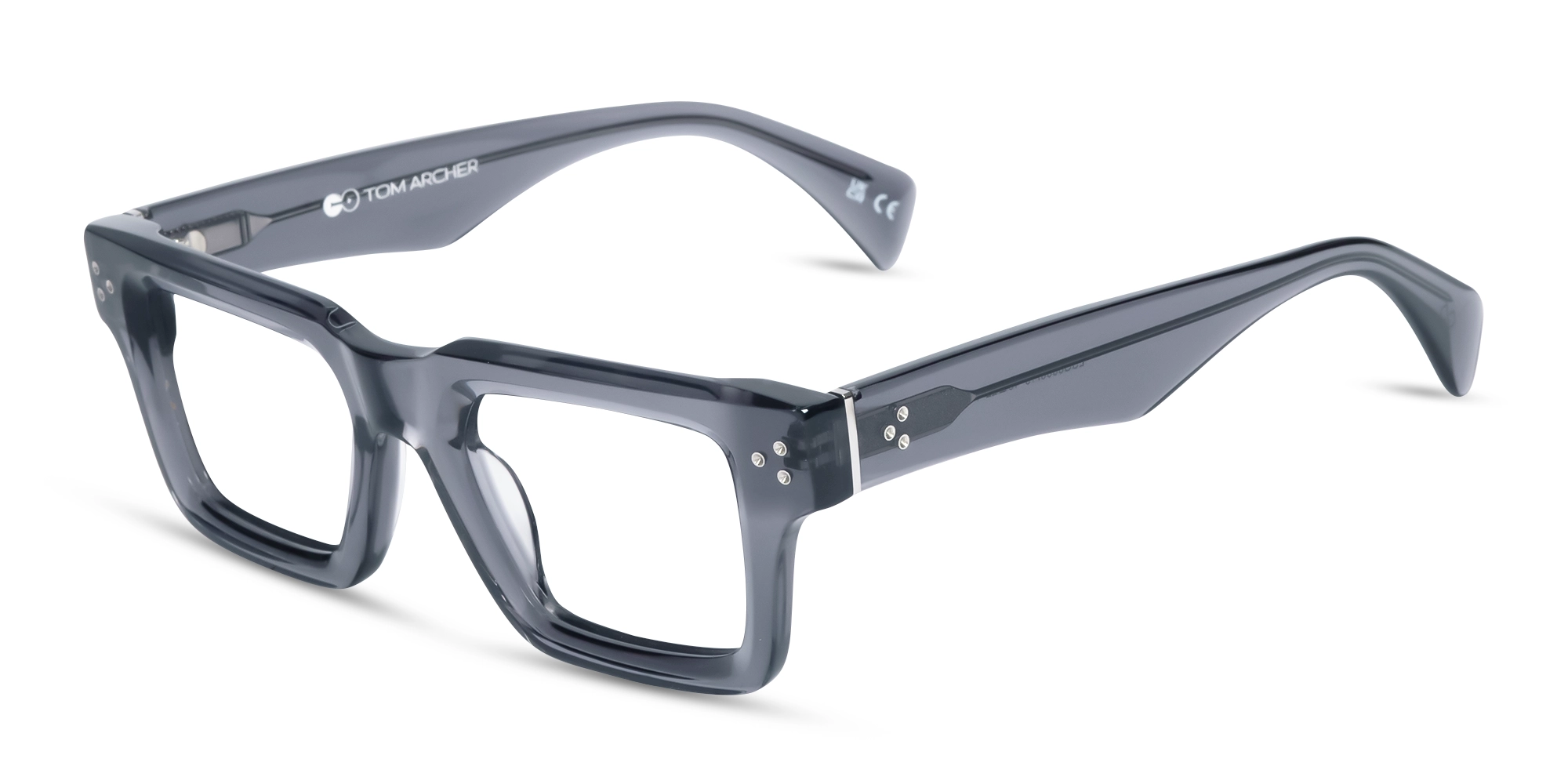 Crystal Slate Grey Thick Square Glasses