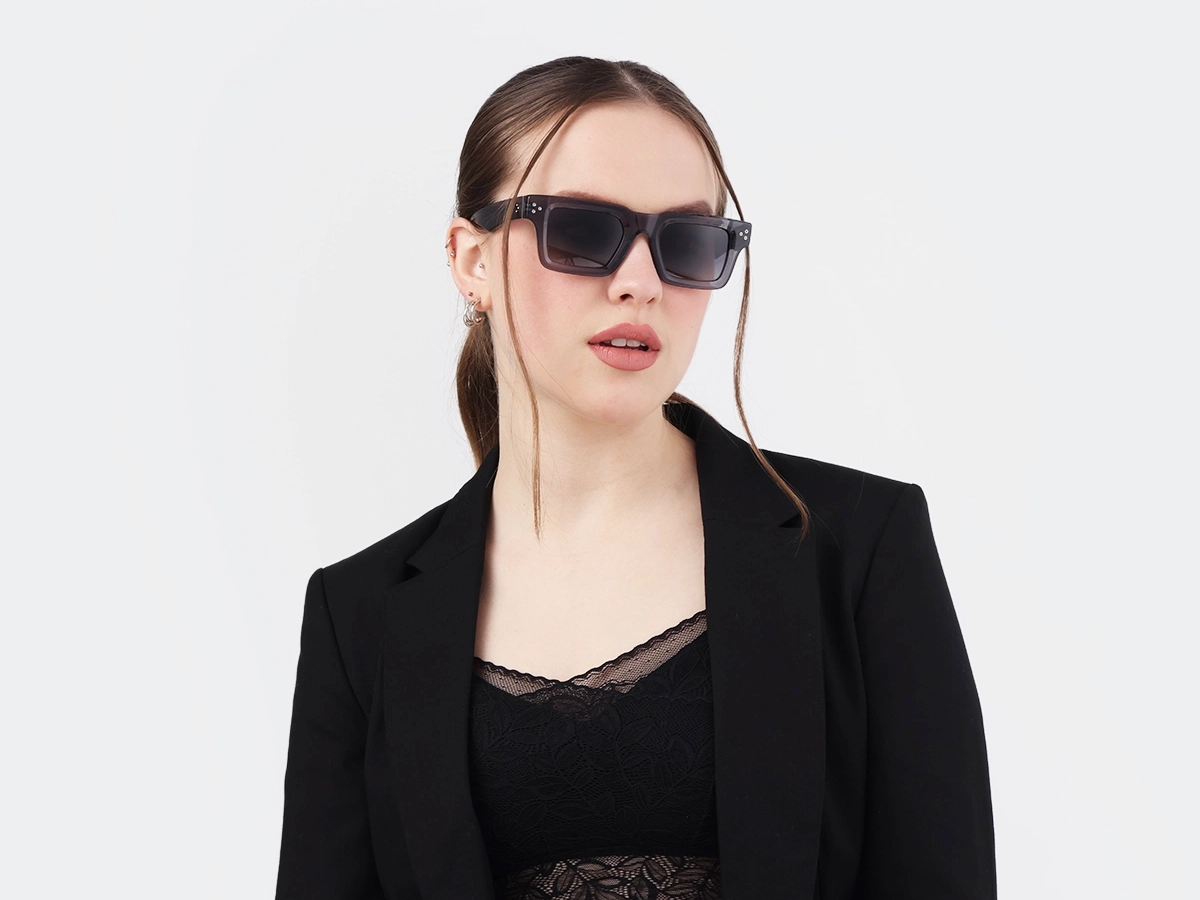 Crystal Slate Grey Square Full Rim Sunglasses 53