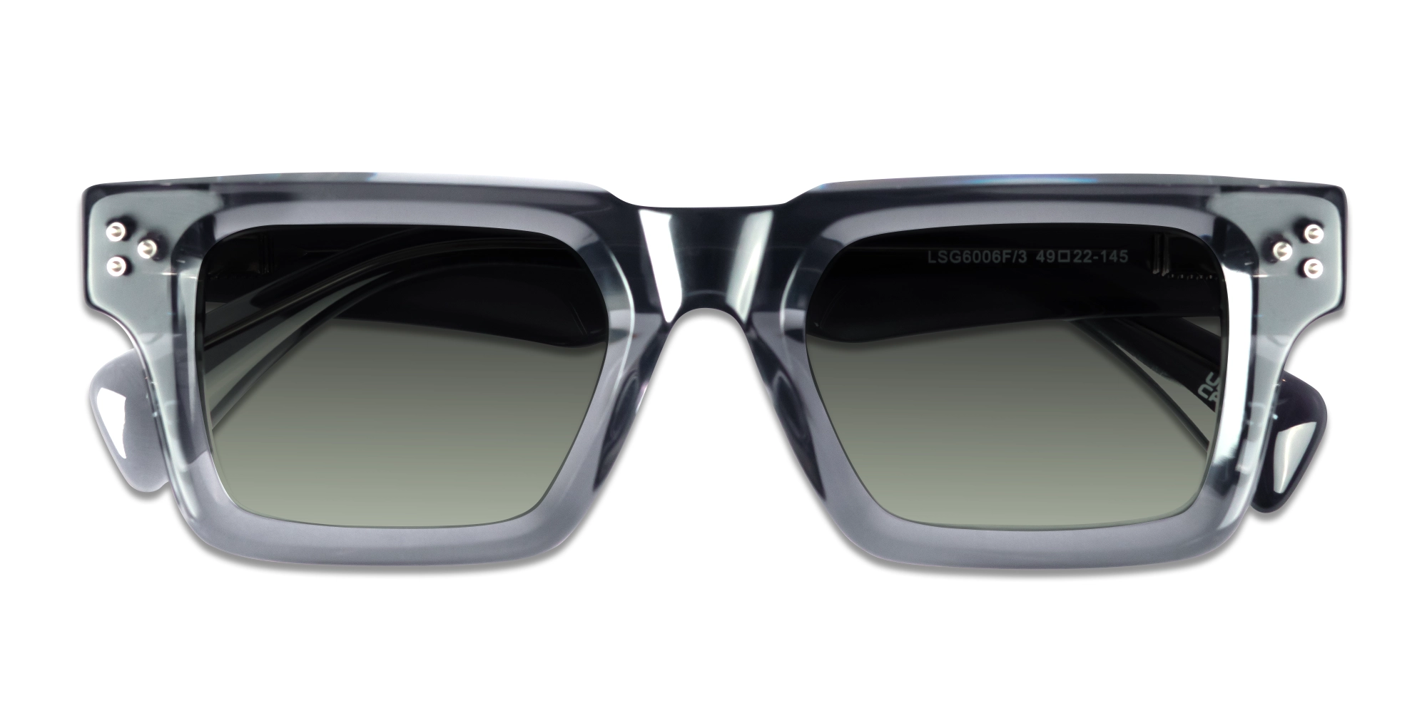 Crystal Slate Grey Square Full Rim Sunglasses 5