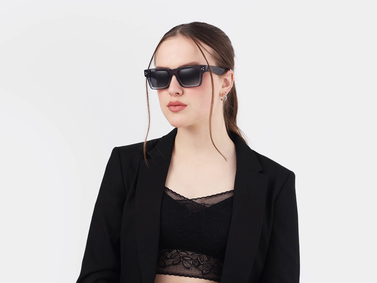 Crystal Slate Grey Square Full Rim Sunglasses 51