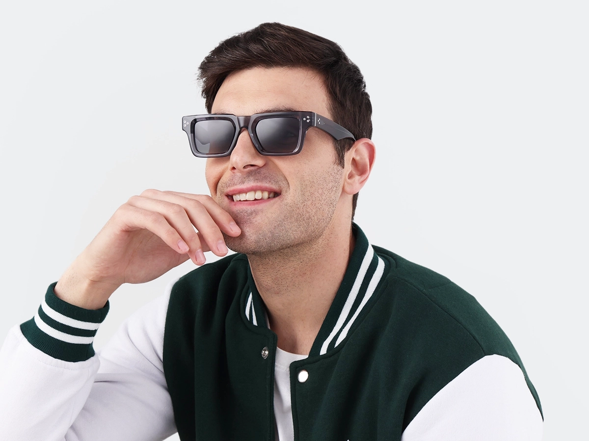 Crystal Slate Grey Square Full Rim Sunglasses 42