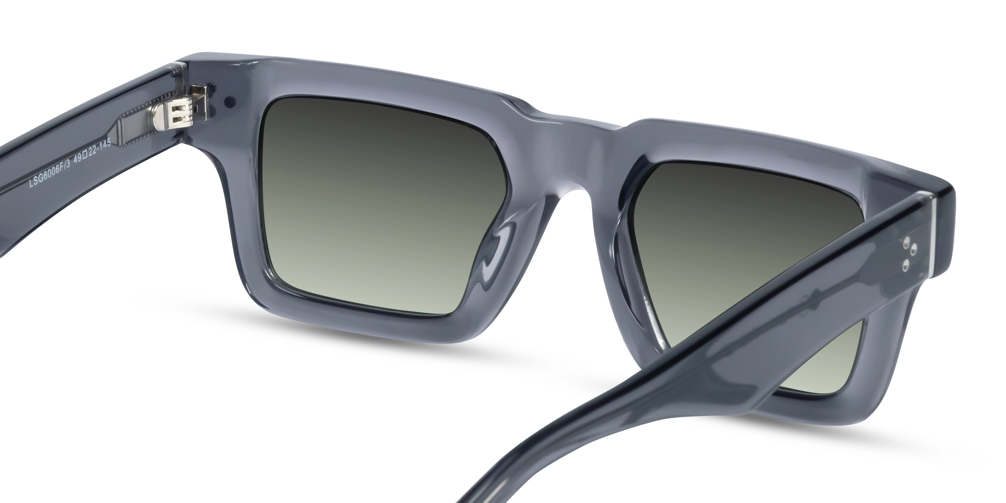 Crystal Slate Grey Square Full Rim Sunglasses 4