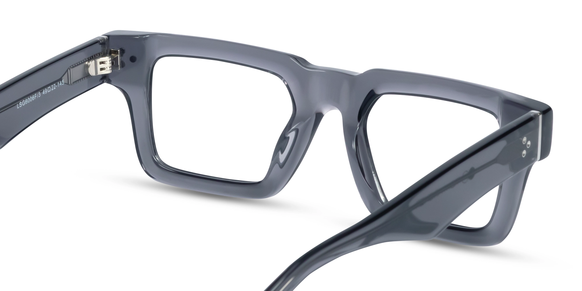 Crystal Slate Grey Thick Square Glasses