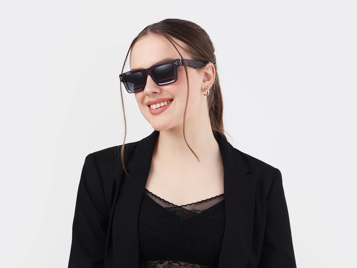 Crystal Slate Grey Square Full Rim Sunglasses 52