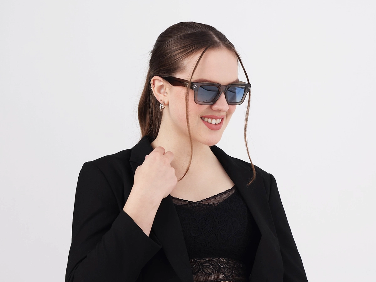 Thick Crystal Clary Sage Square Full Rim Sunglasses 52