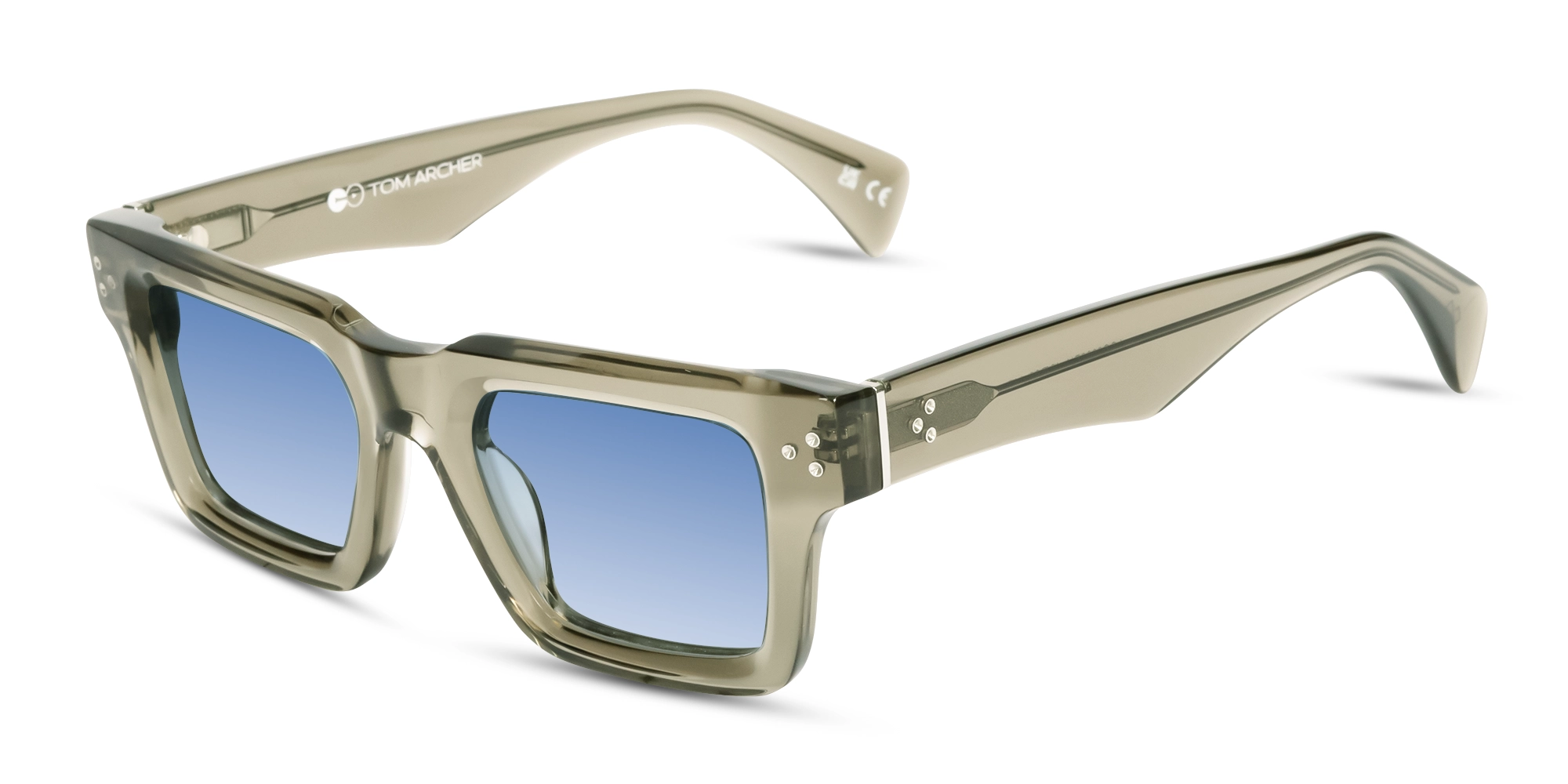 Thick Crystal Clary Sage Square Full Rim Sunglasses 2