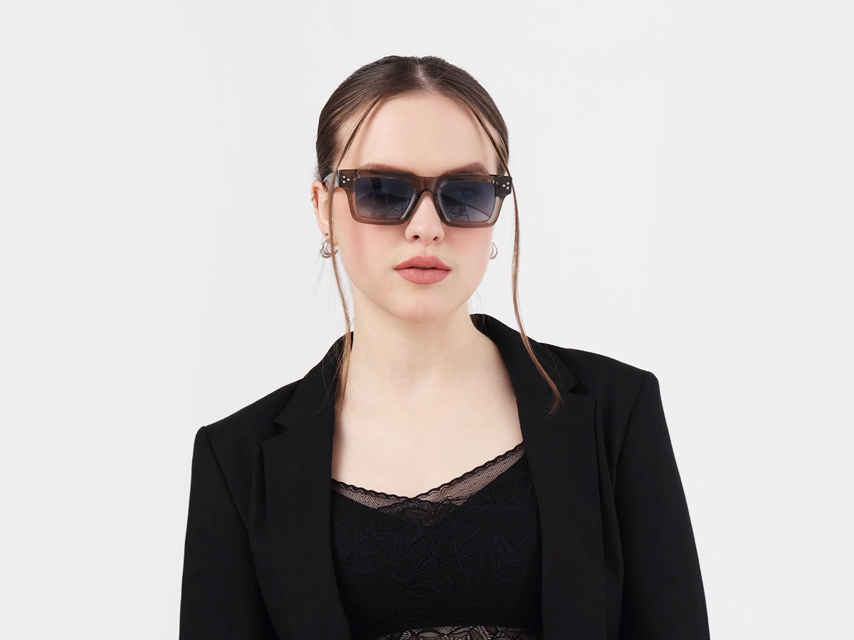 Thick Crystal Clary Sage Square Full Rim Sunglasses 51