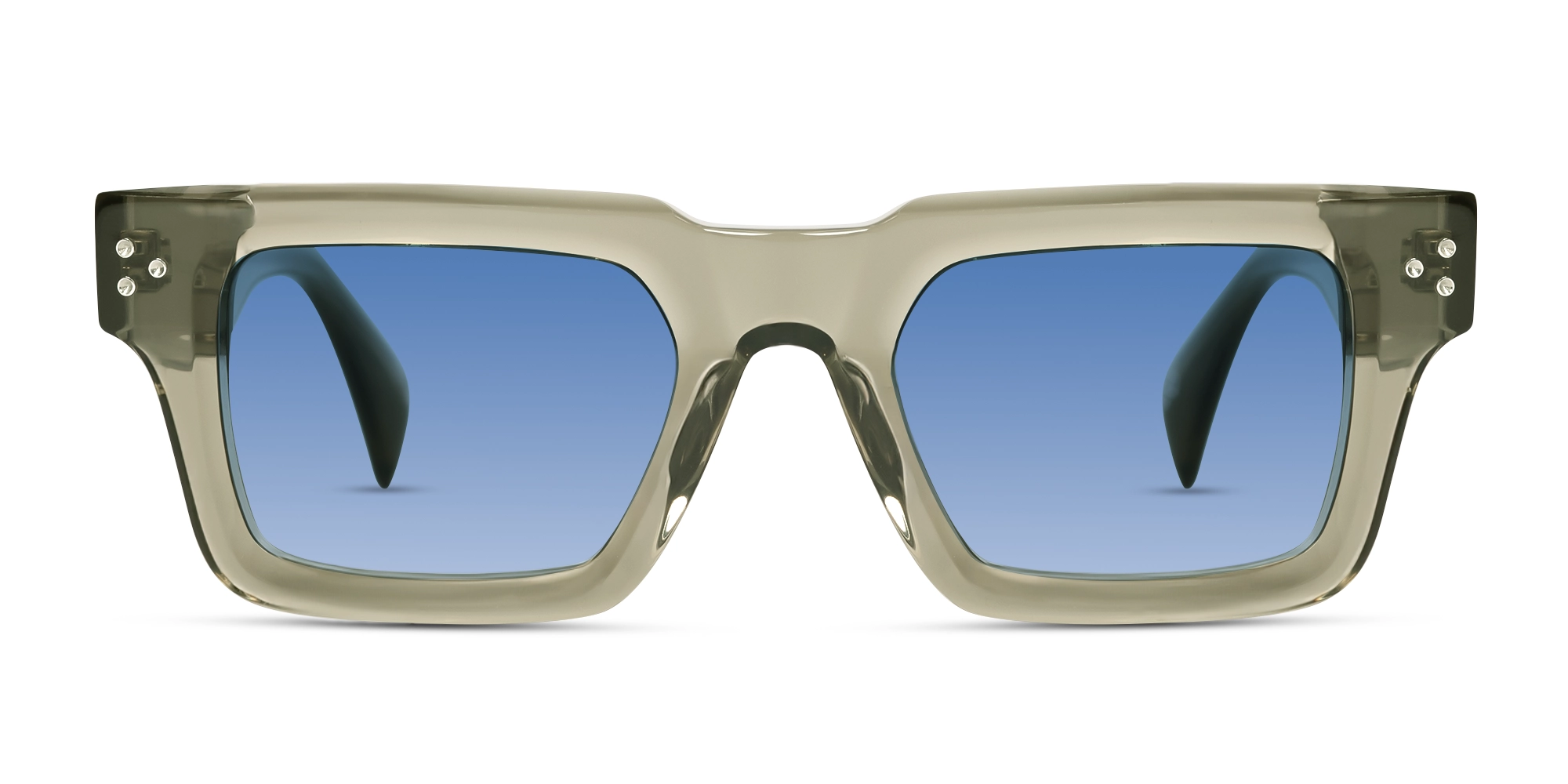 Thick Crystal Clary Sage Square Full Rim Sunglasses 1