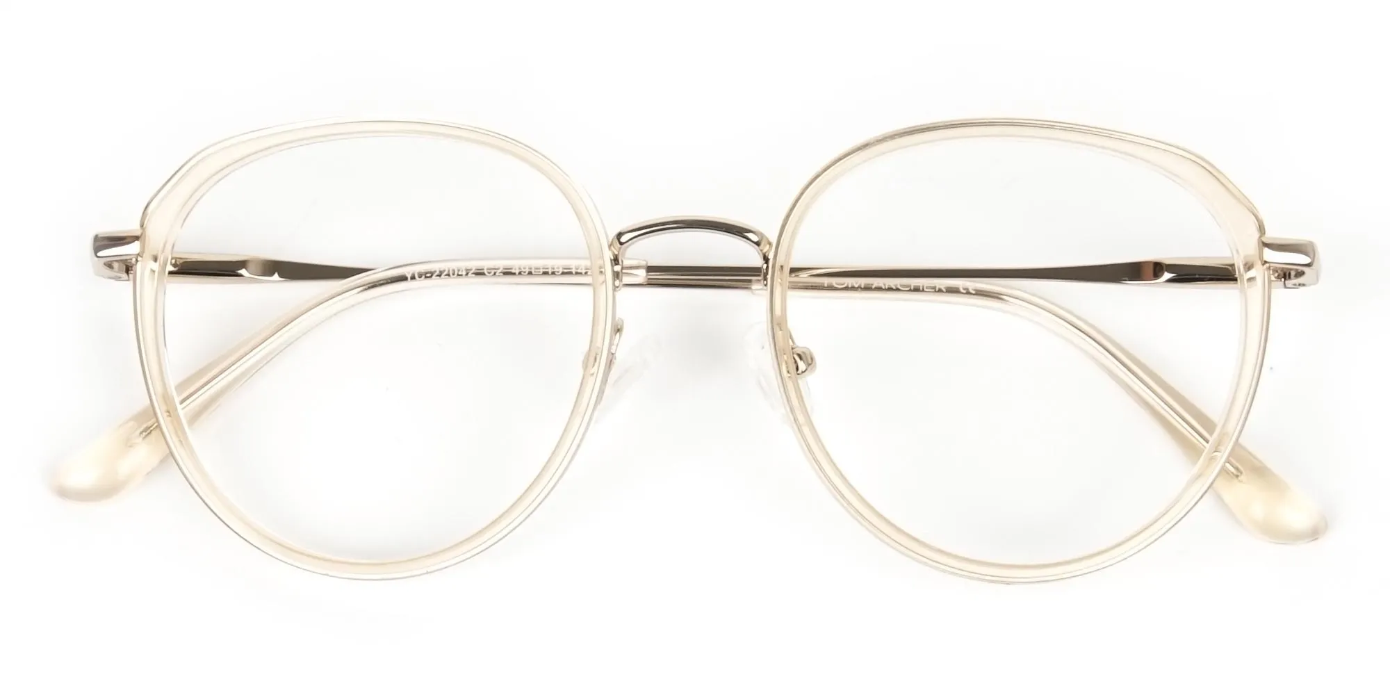 Rose Gold Thick Metal Round  Glasses - 1