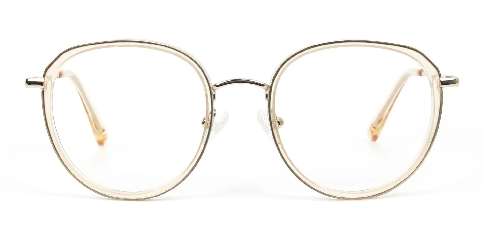 Rose Gold Thick Metal Round  Glasses - 1