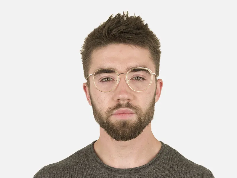 Rose Gold Thick Metal Round  Glasses - 1