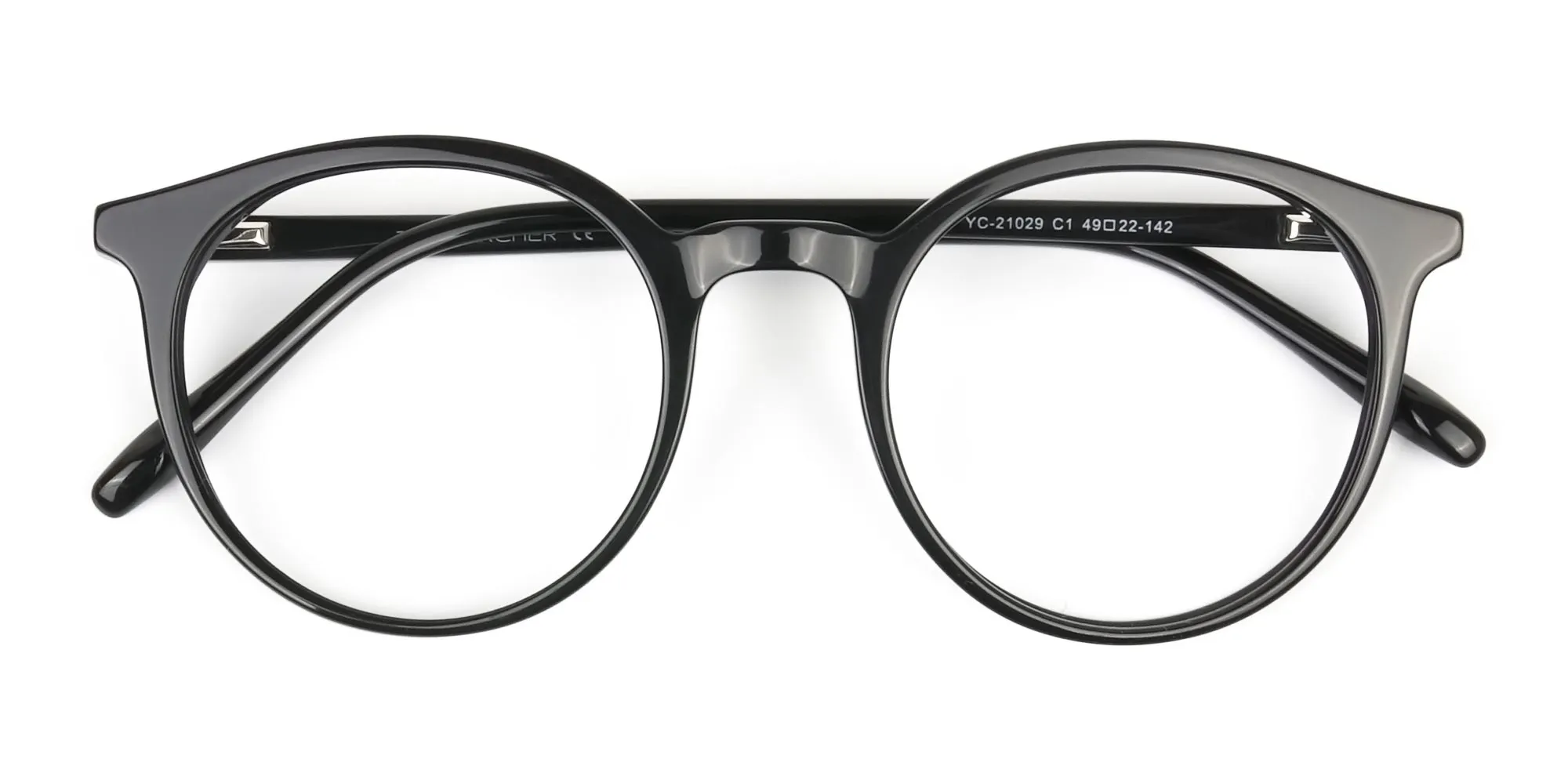 Black Thin frame glasses in Round - 2