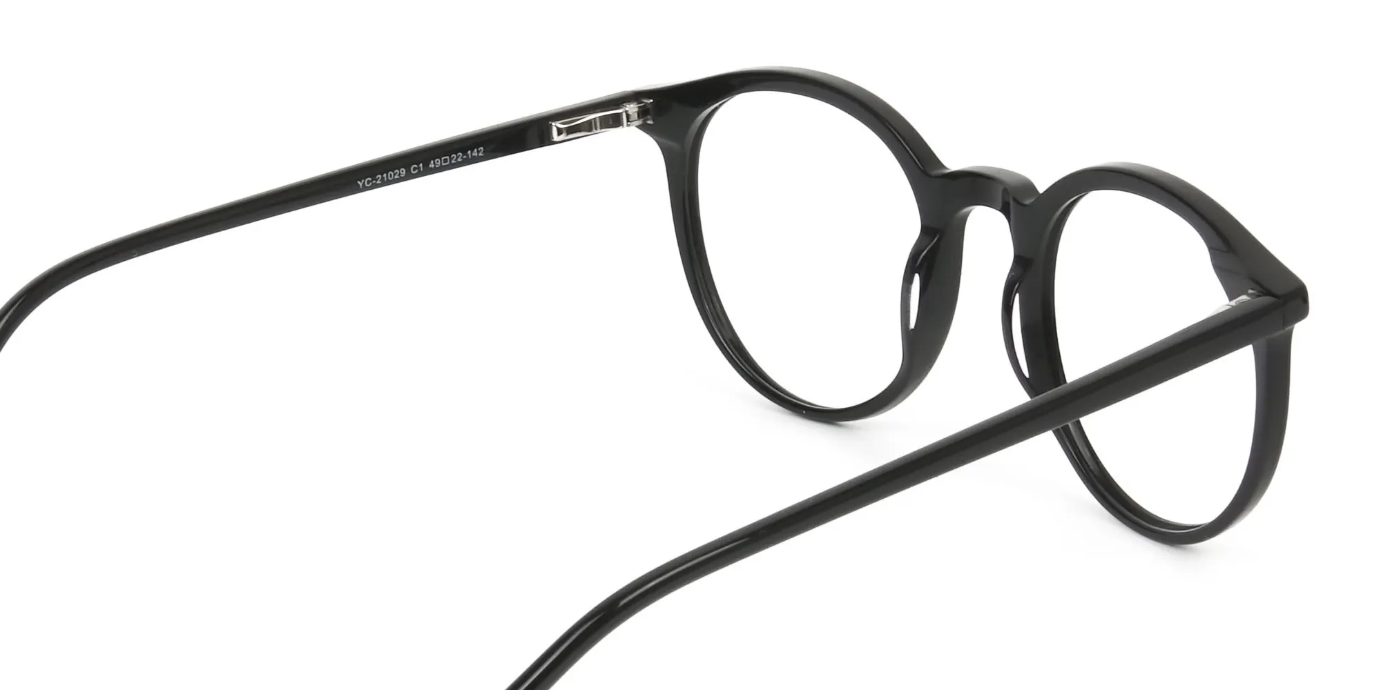 Black Thin frame glasses in Round - 2
