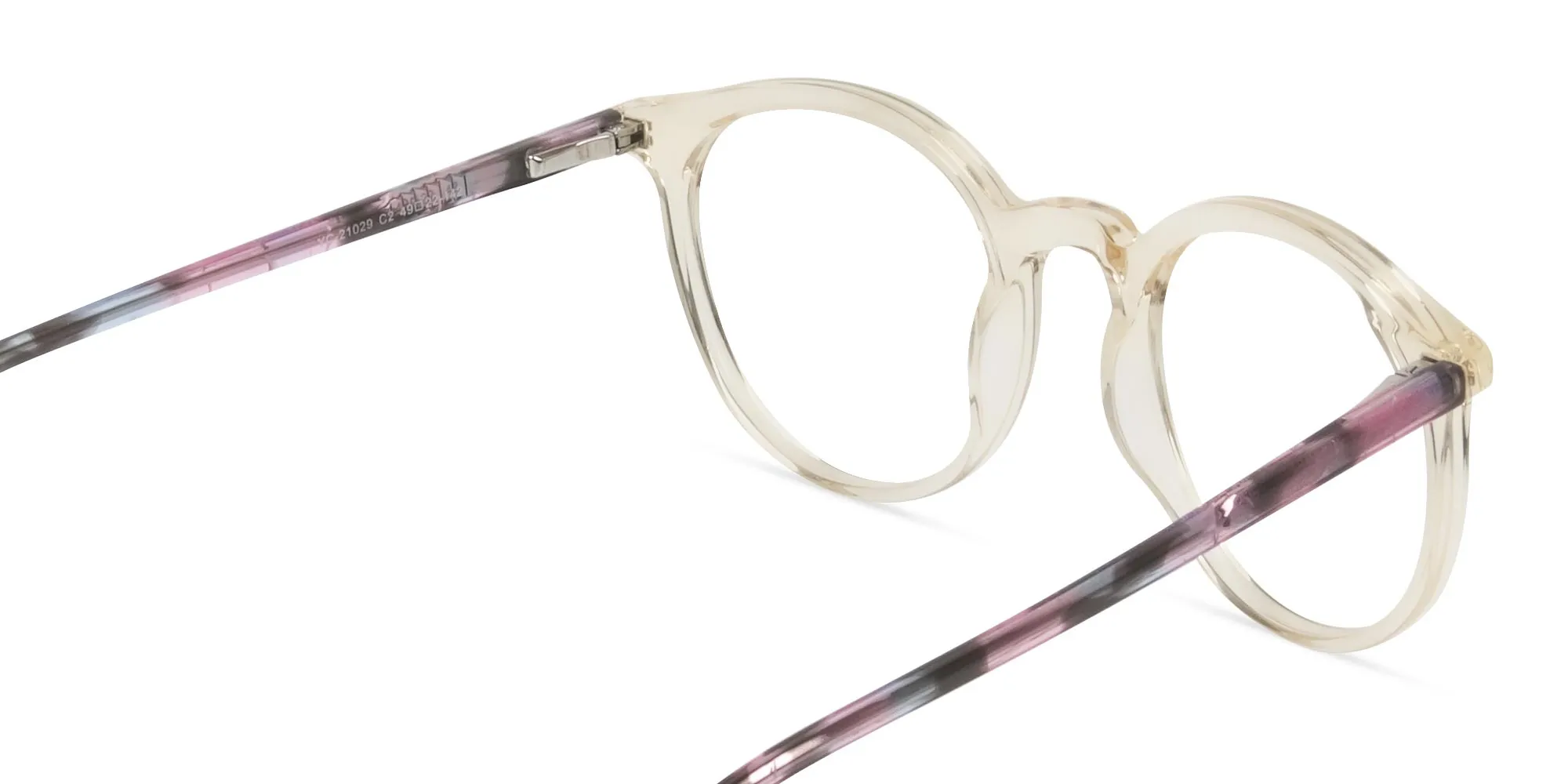 Crystal Amber Yellow Glasses Frames with Pink & Blue Tortoise Temple - 2