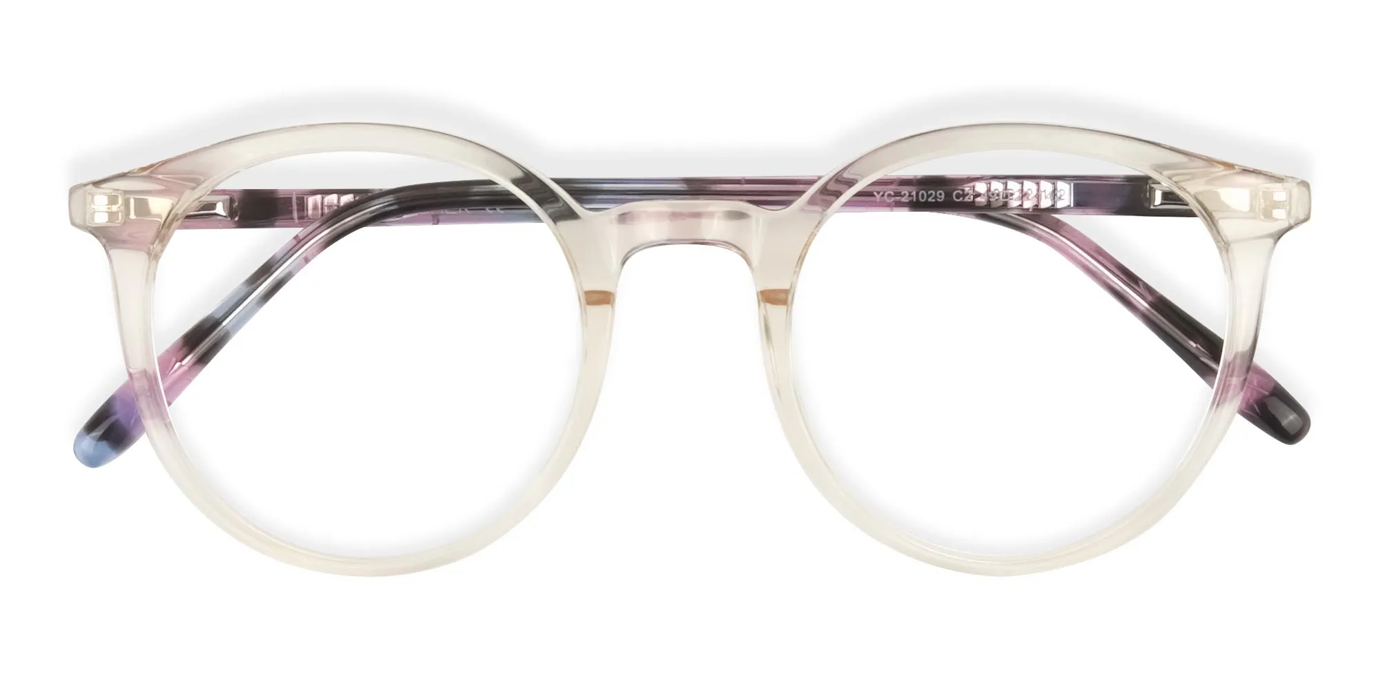 Crystal Amber Yellow Glasses Frames with Pink & Blue Tortoise Temple - 2