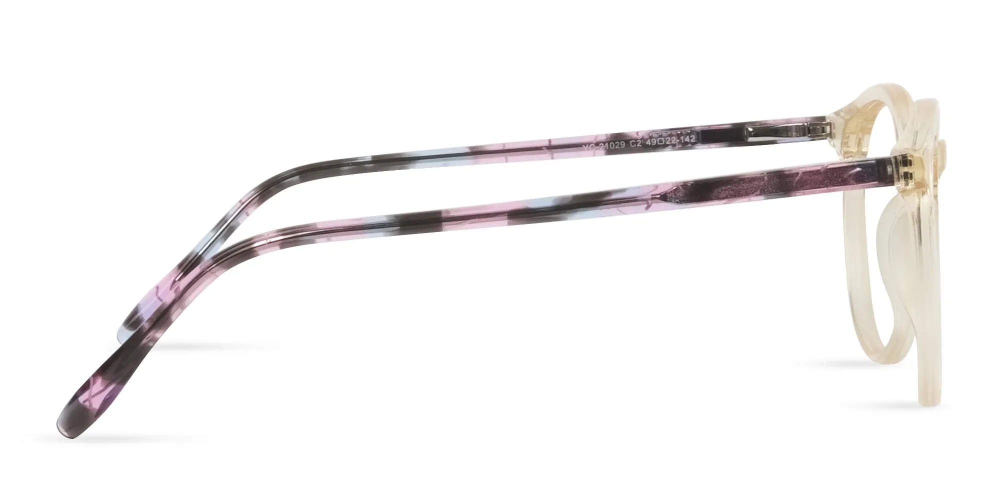 Crystal Amber Yellow Glasses Frames with Pink & Blue Tortoise Temple - 2