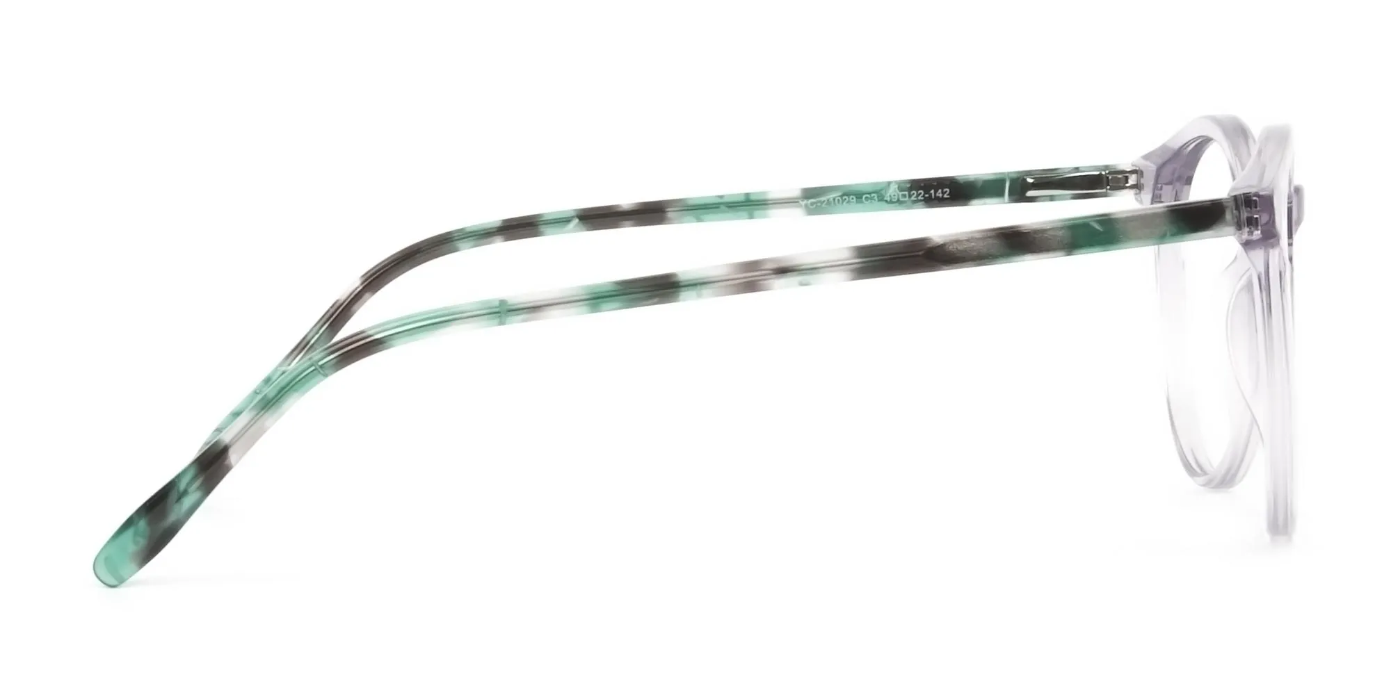 Crystal Grey and Teal Tortoise Glasses in Round - 2