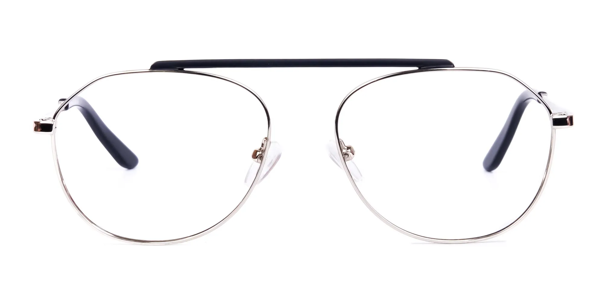 Black Silver Pilot Glasses -2