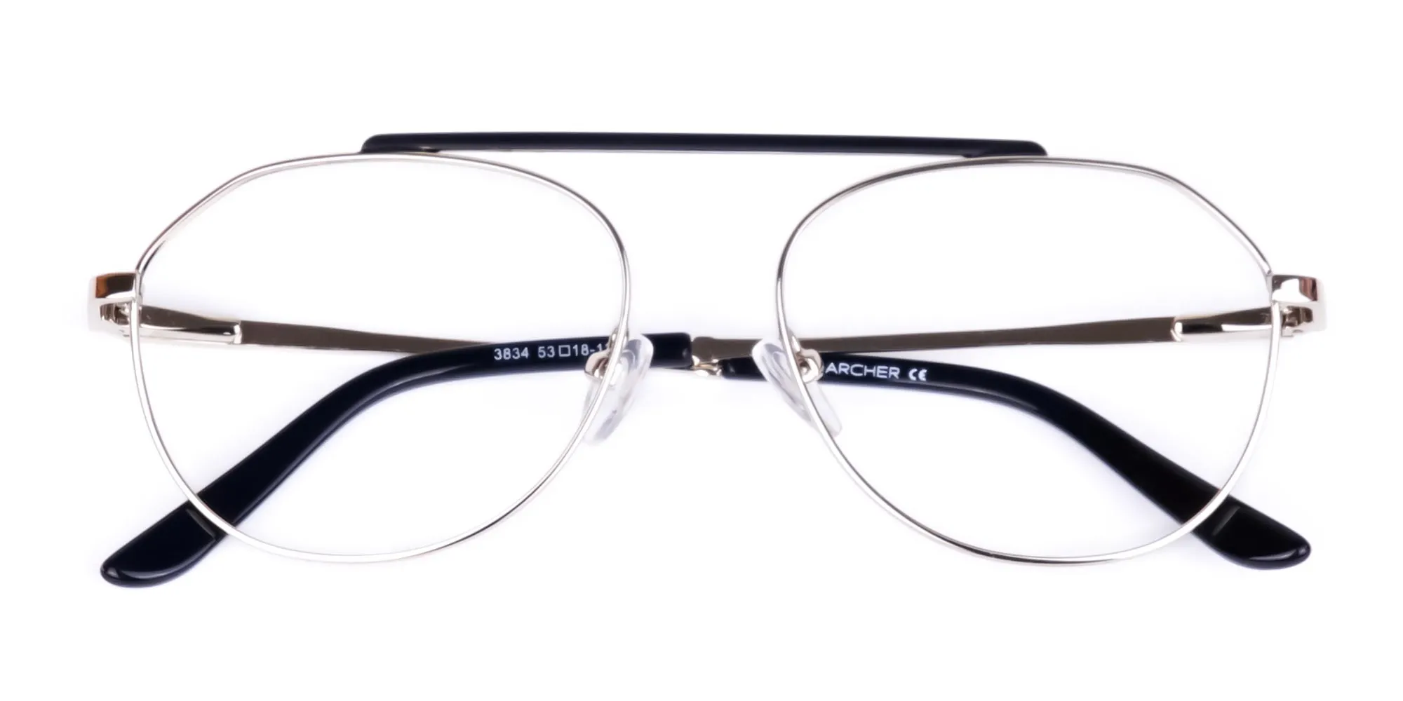 Black Silver Pilot Glasses -2