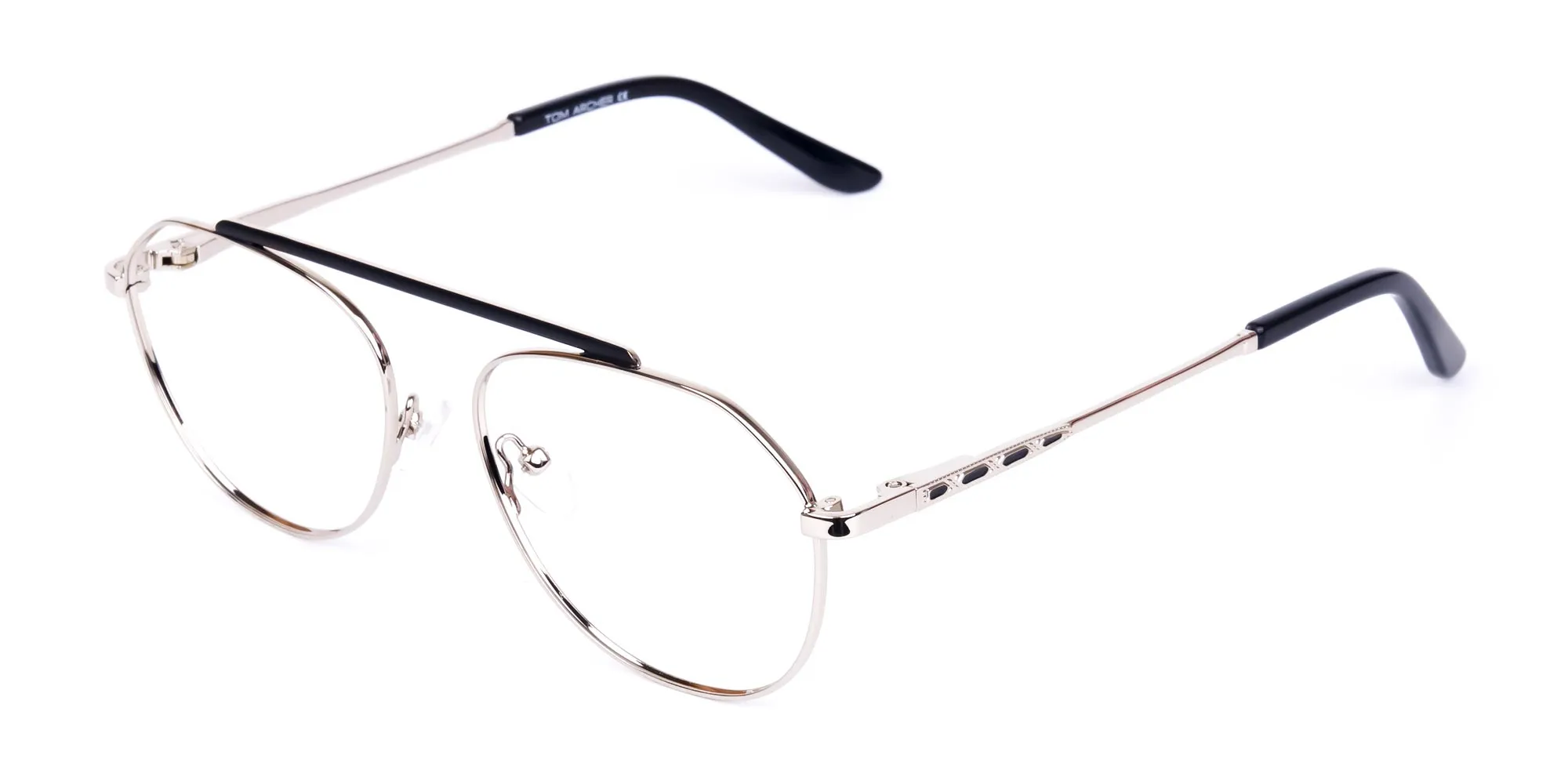 Black Silver Pilot Glasses -2