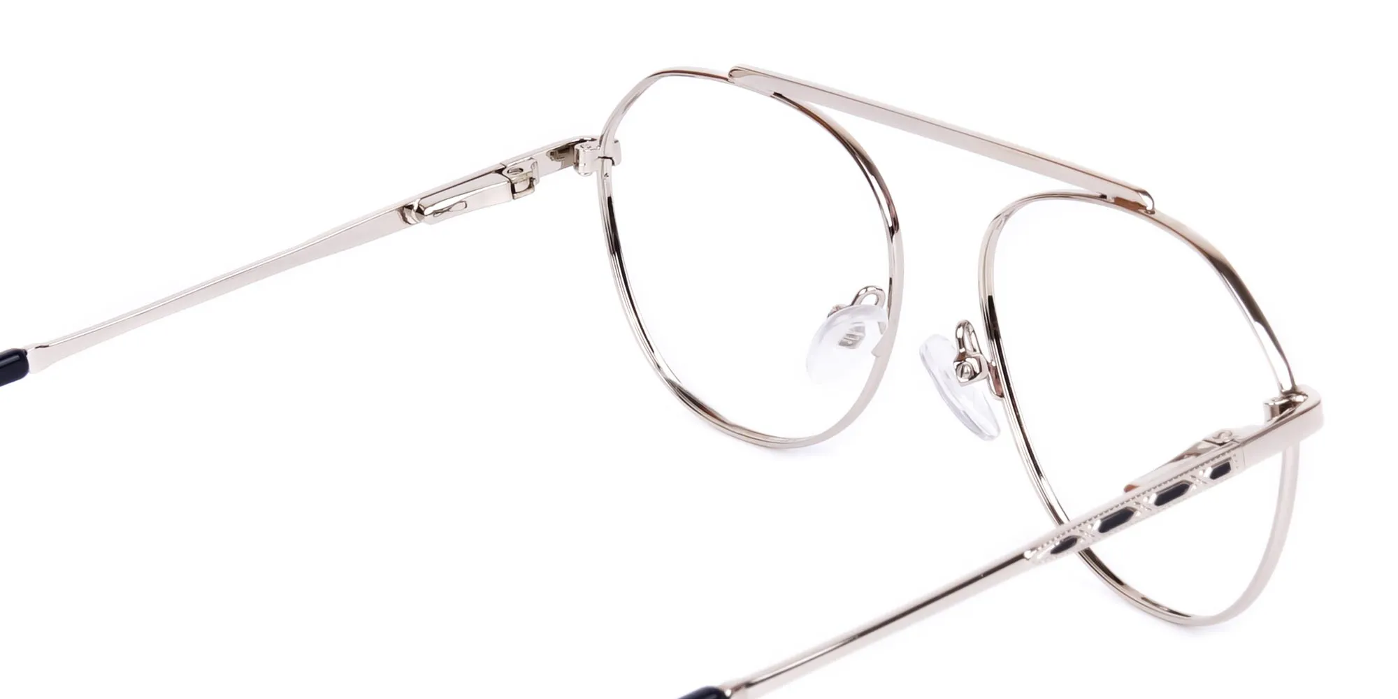 Black Silver Pilot Glasses -2