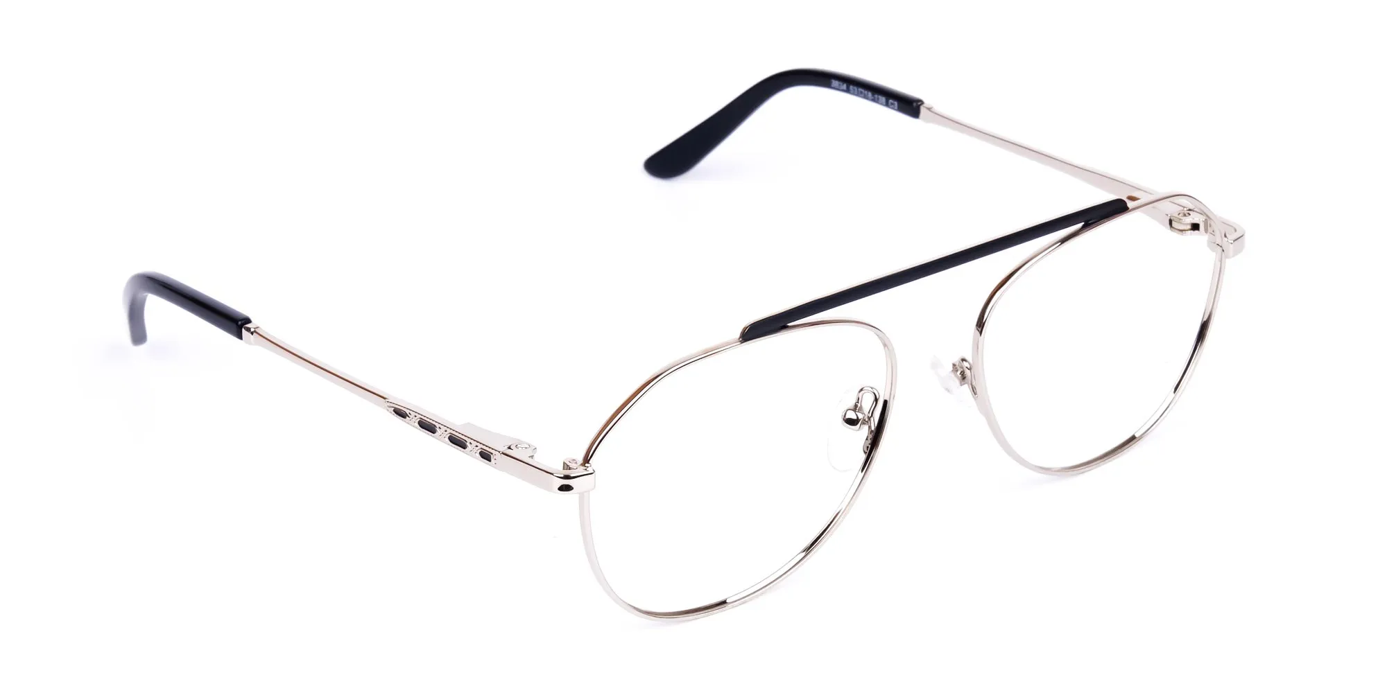 Black Silver Pilot Glasses -2