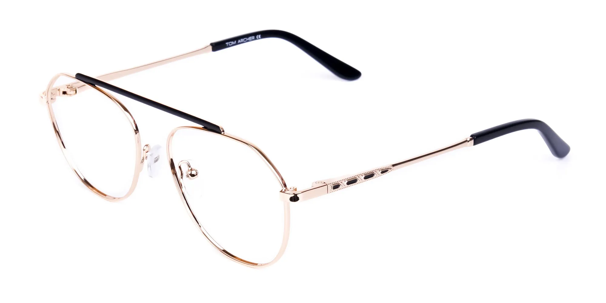 Black and Gold Pilot Glasses-2