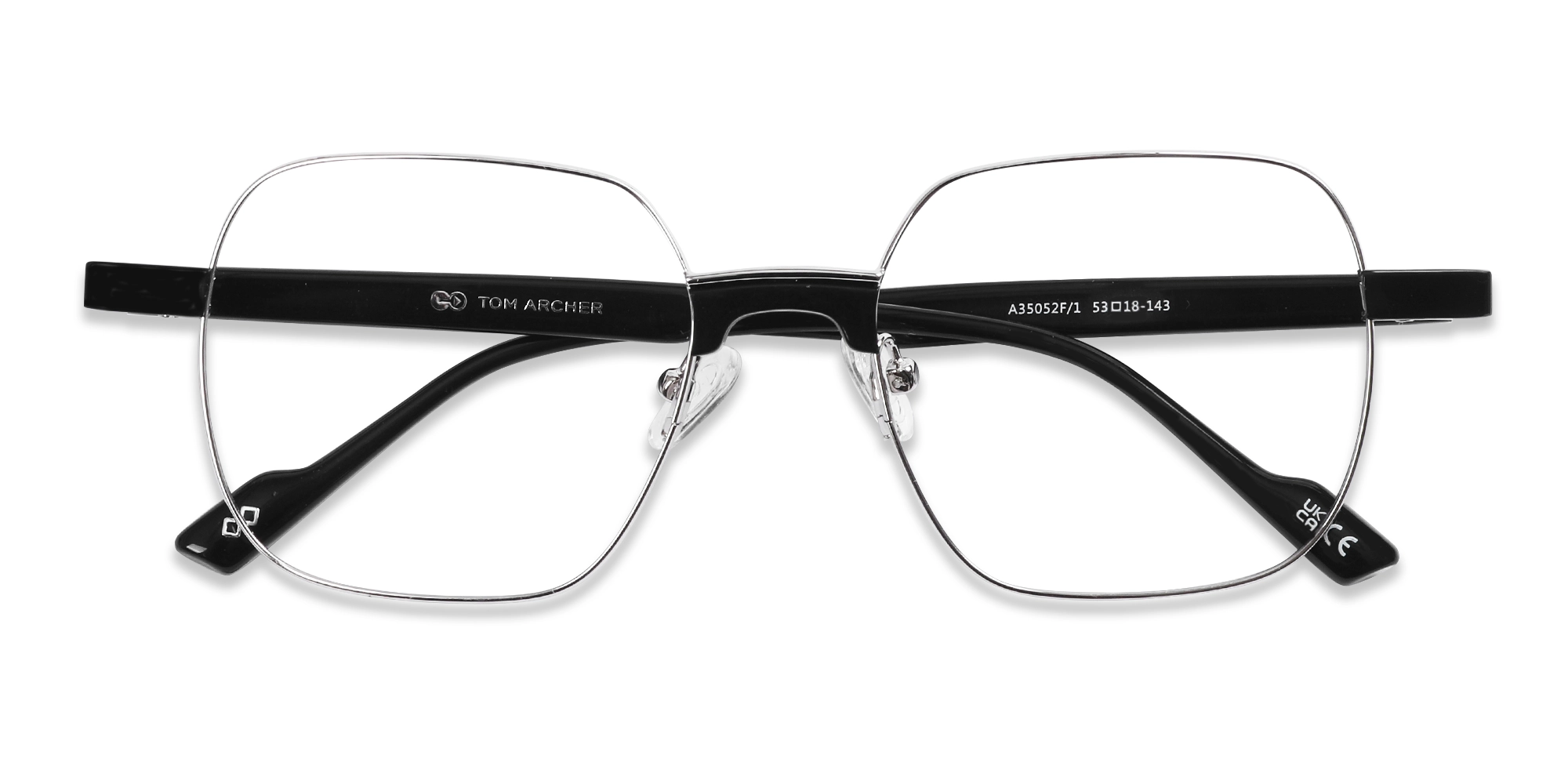 Silver Square Metal Full Rim Eyeglasses-6