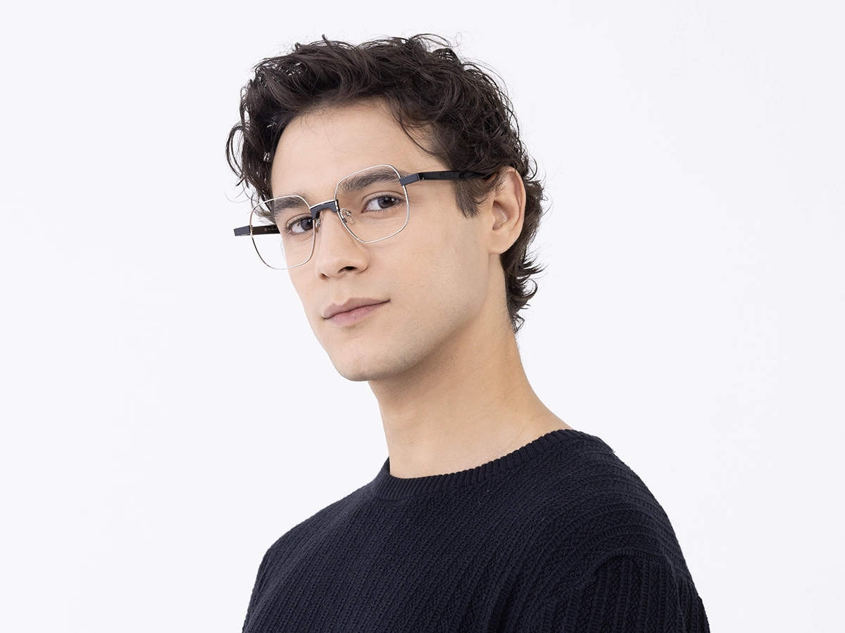 Silver Square Metal Full Rim Eyeglasses 42