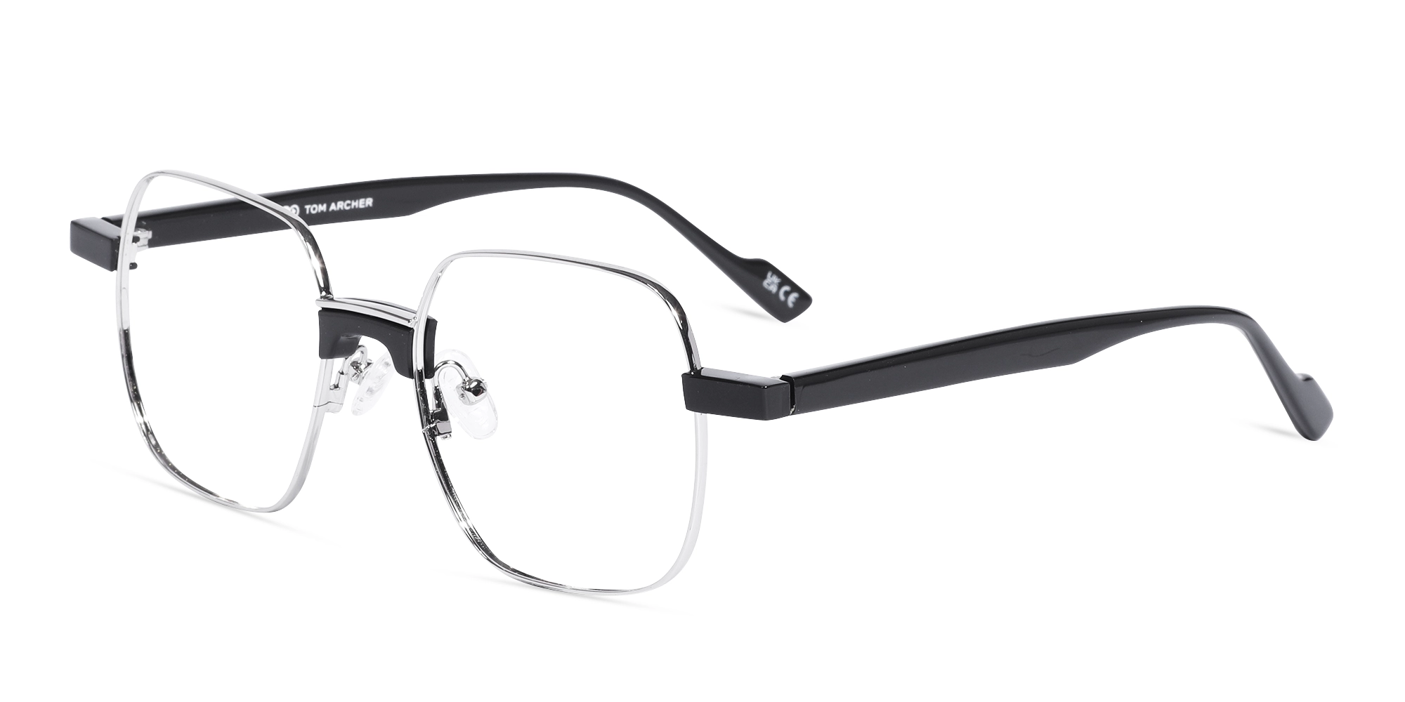 Silver Square Metal Full Rim Eyeglasses-3 Silver Square Metal Full Rim Eyeglasses-3