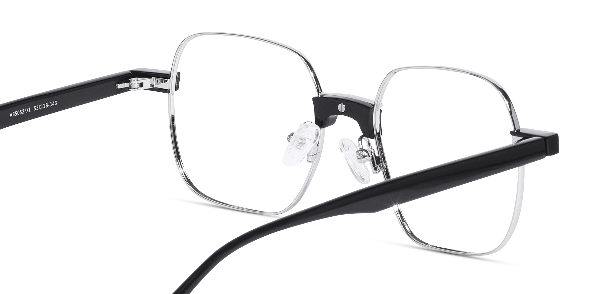 Silver Square Metal Full Rim Eyeglasses-5