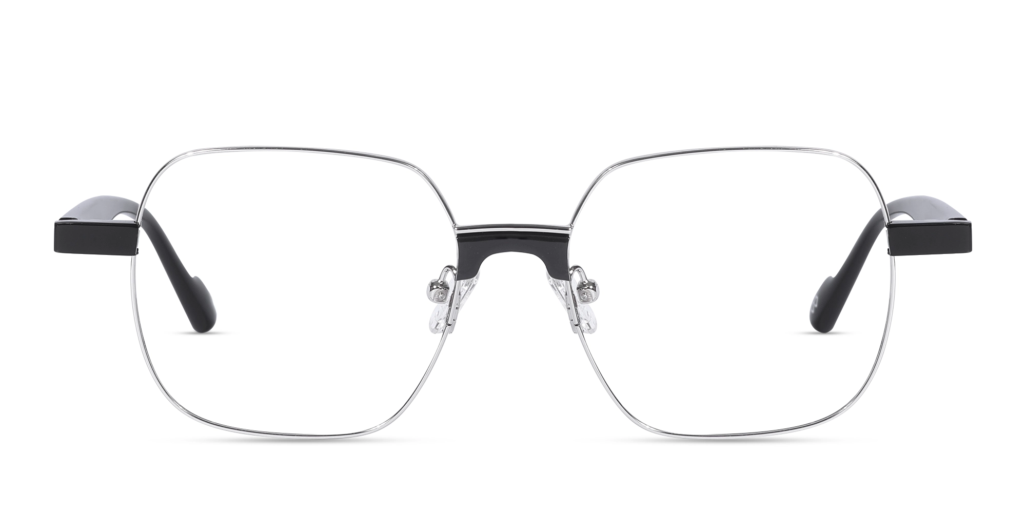 Silver Square Metal Full Rim Eyeglasses-1