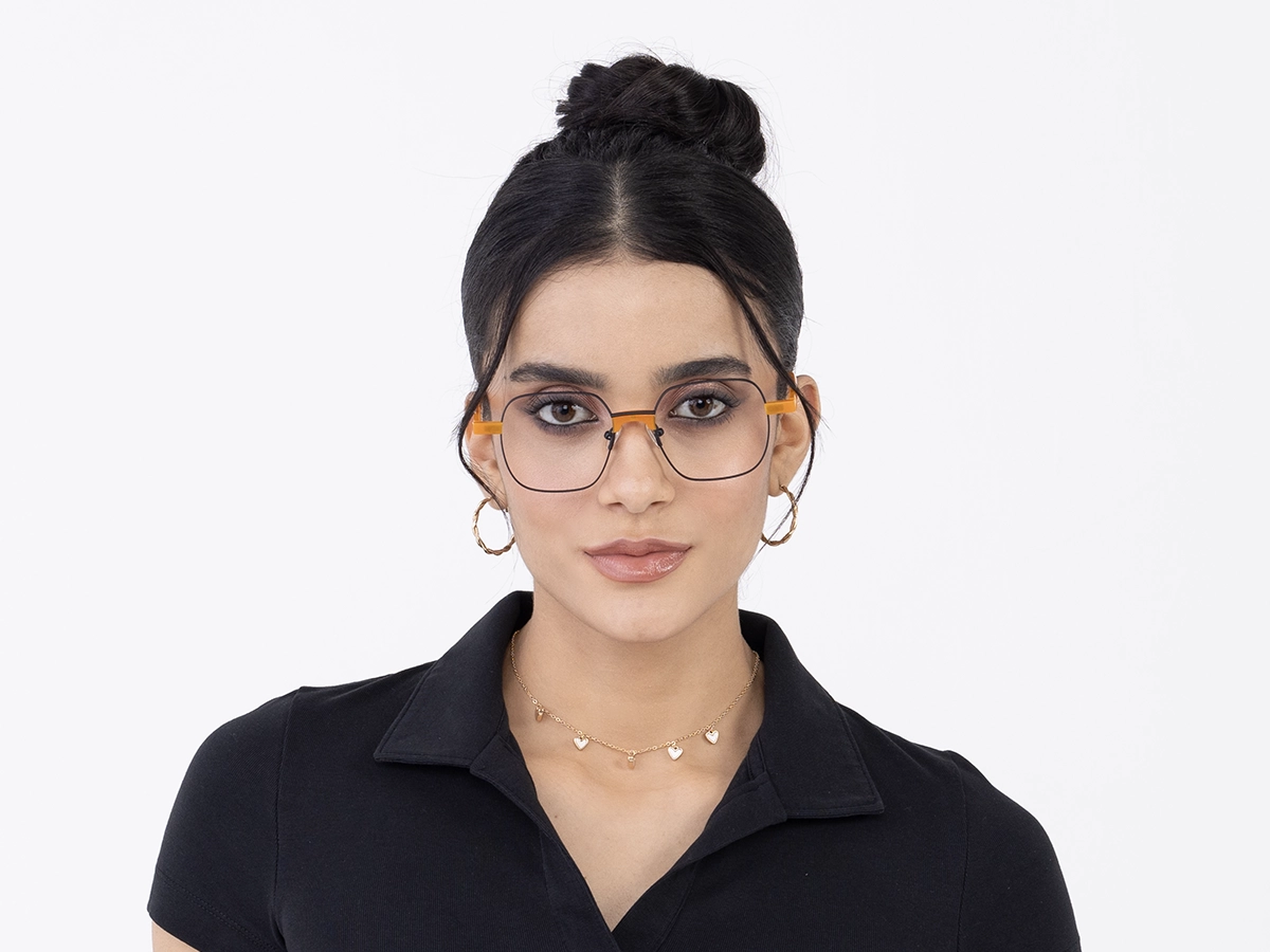 Matte Black Metal Full Rim Glasses 51