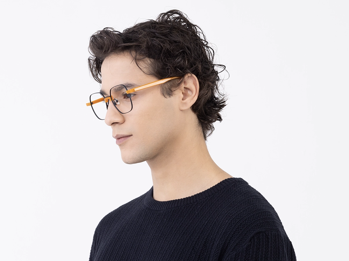 Matte Black Metal Full Rim Glasses 42