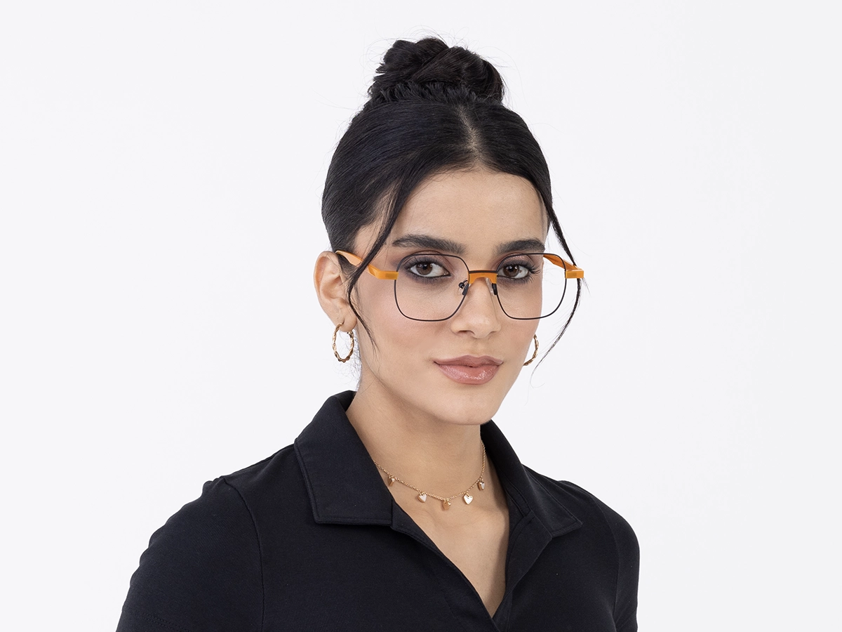 Matte Black Metal Full Rim Glasses 53