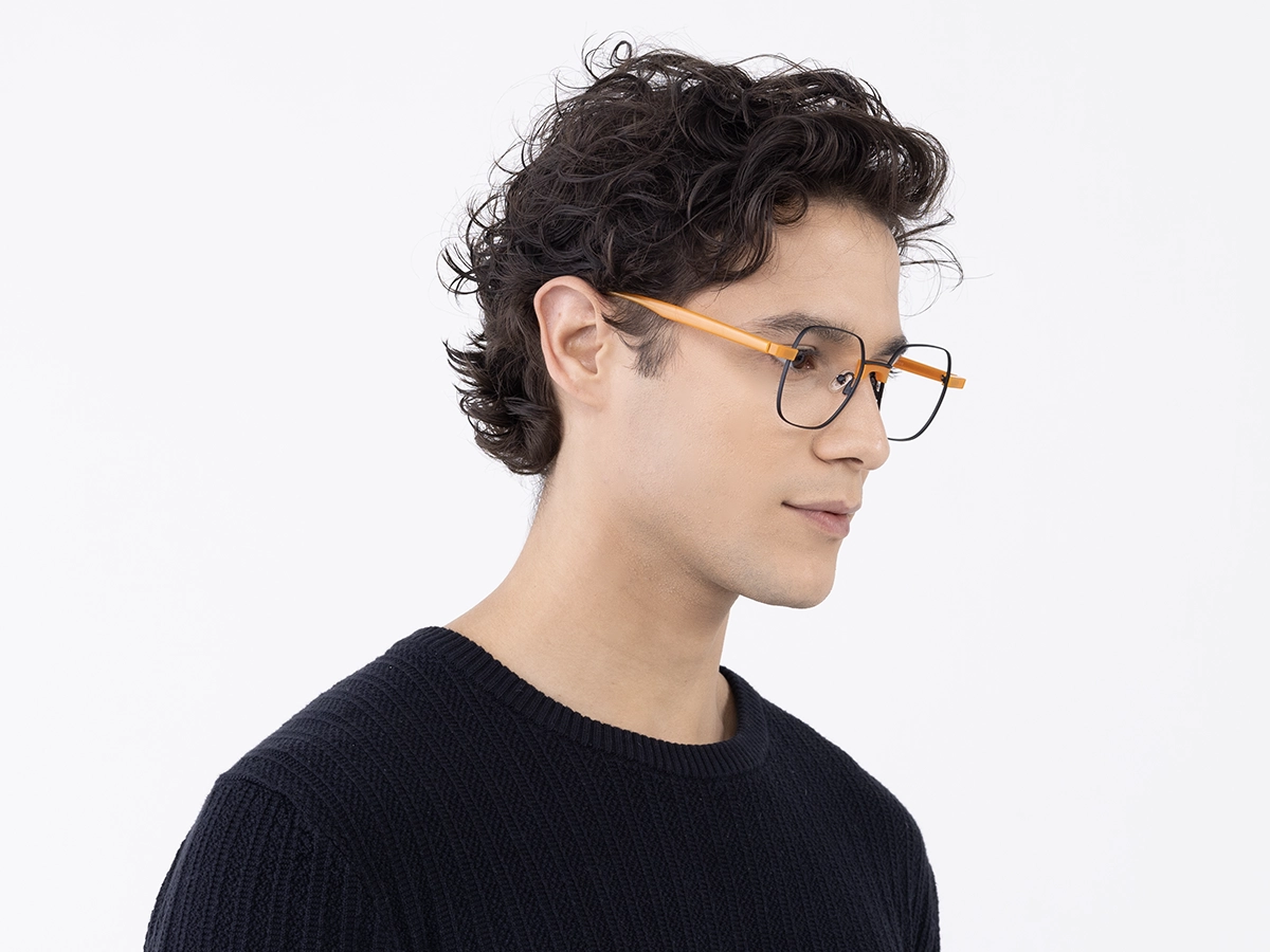 Matte Black Metal Full Rim Glasses 43