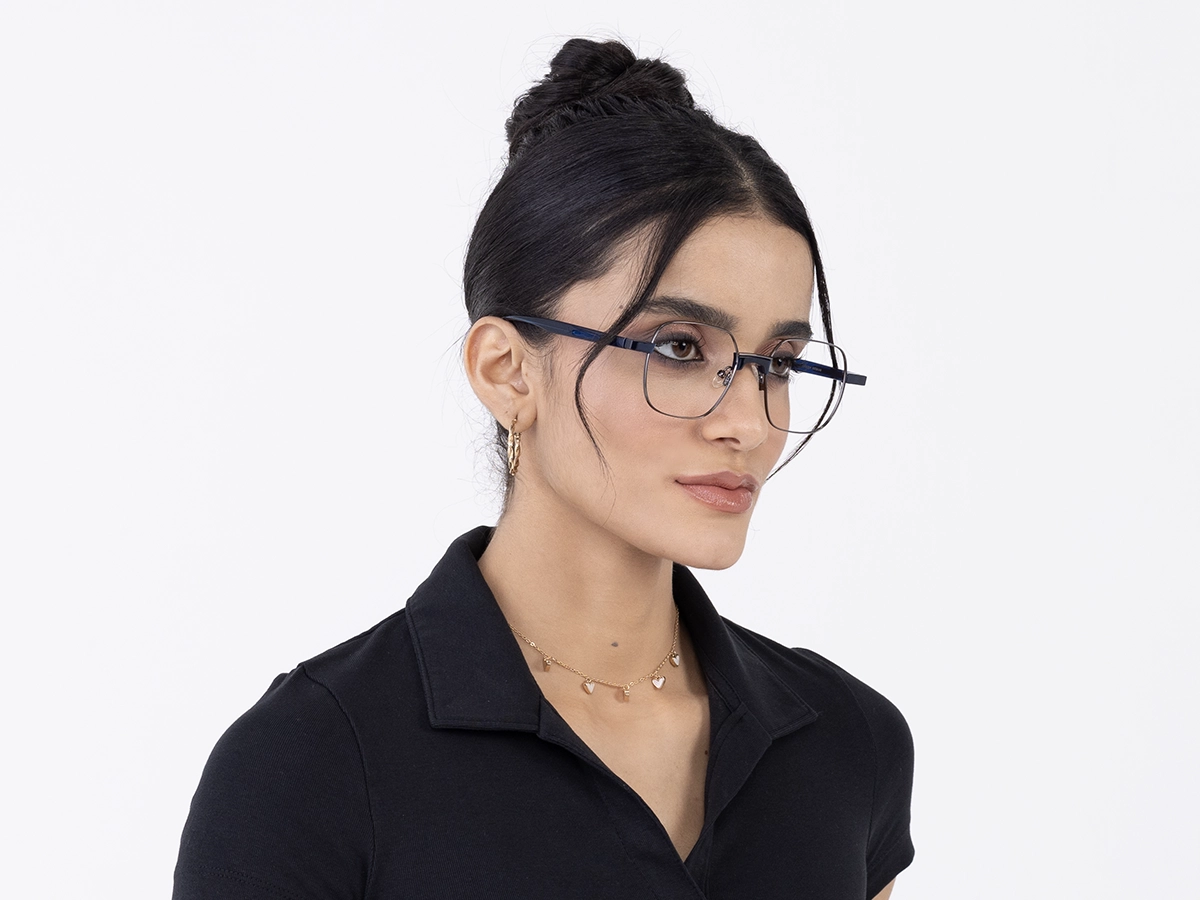 Stylish Gunmetal Square Full Rim Eyeglasses 53