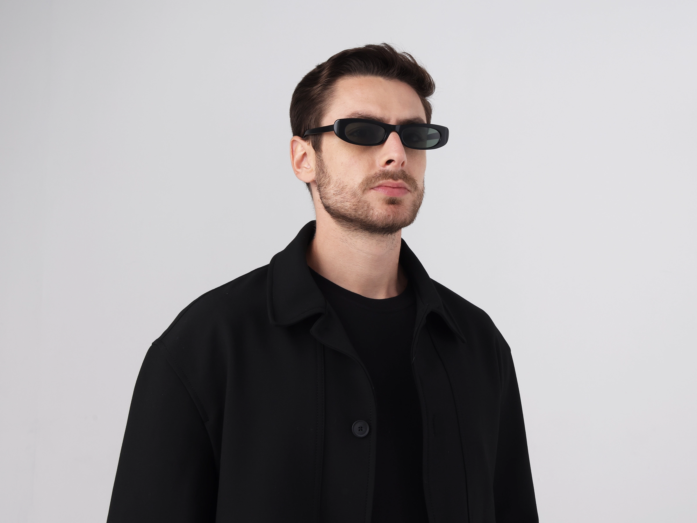 Black Oval Rectangle Full Rim Sunglasses 1