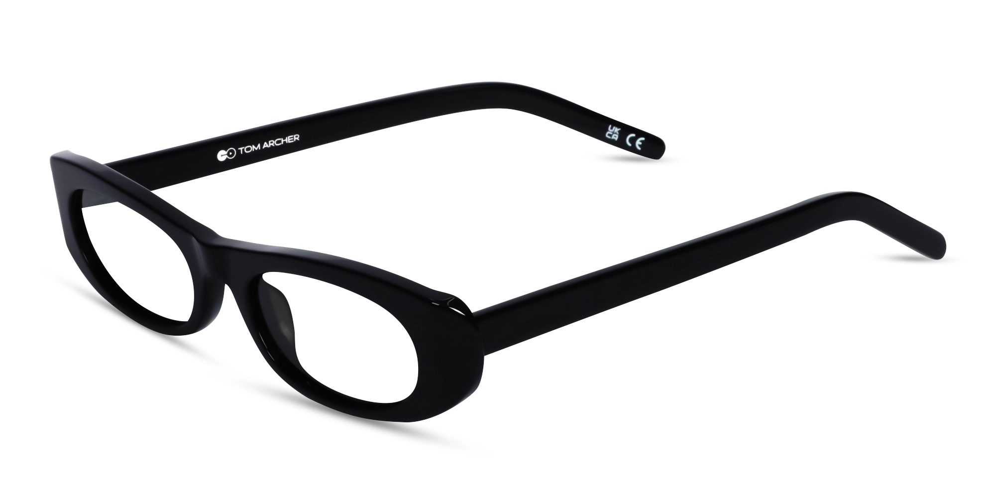 Black Oval Rectangle Full-Rim Glasses