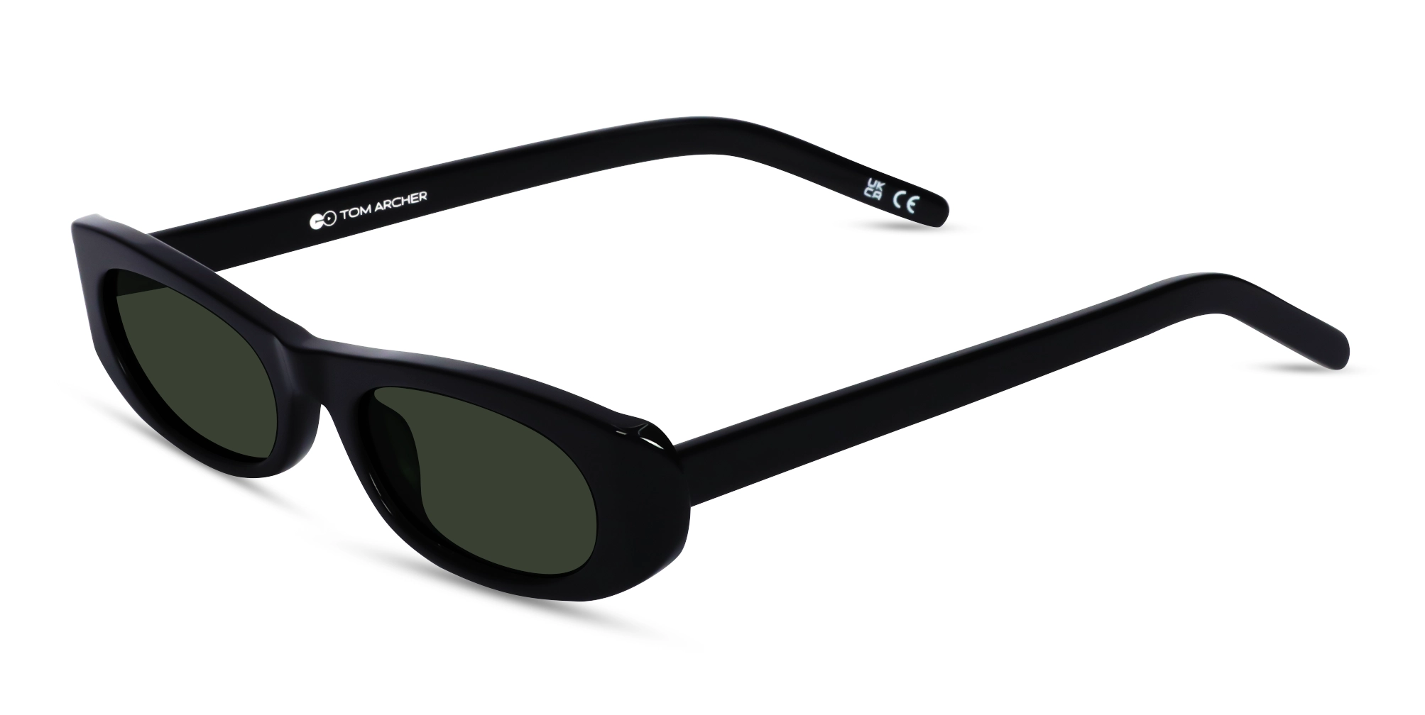 Black Oval Rectangle Full Rim Sunglasses 3