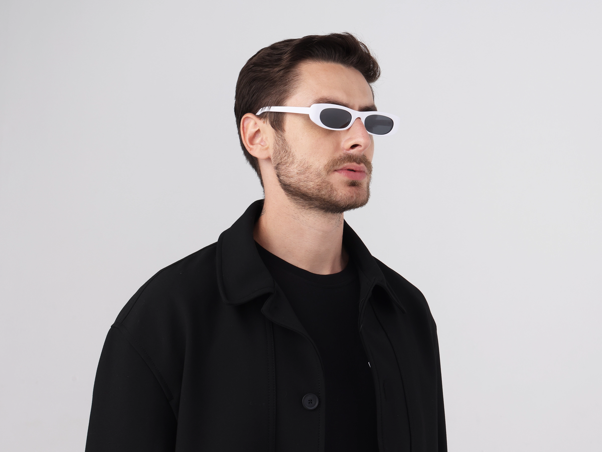 White Full Rim Rectangle Sunglasses2