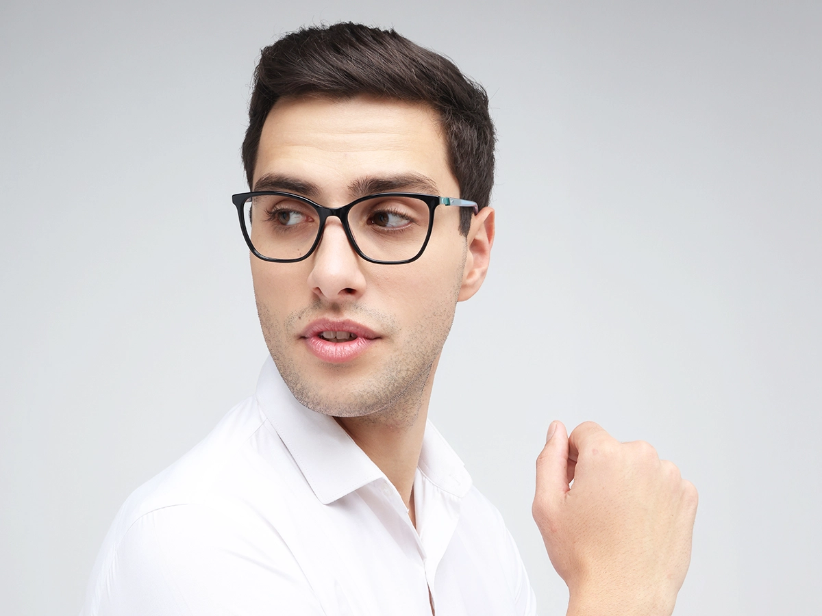 Black Square Cateye Acetate Eyeglasses 41