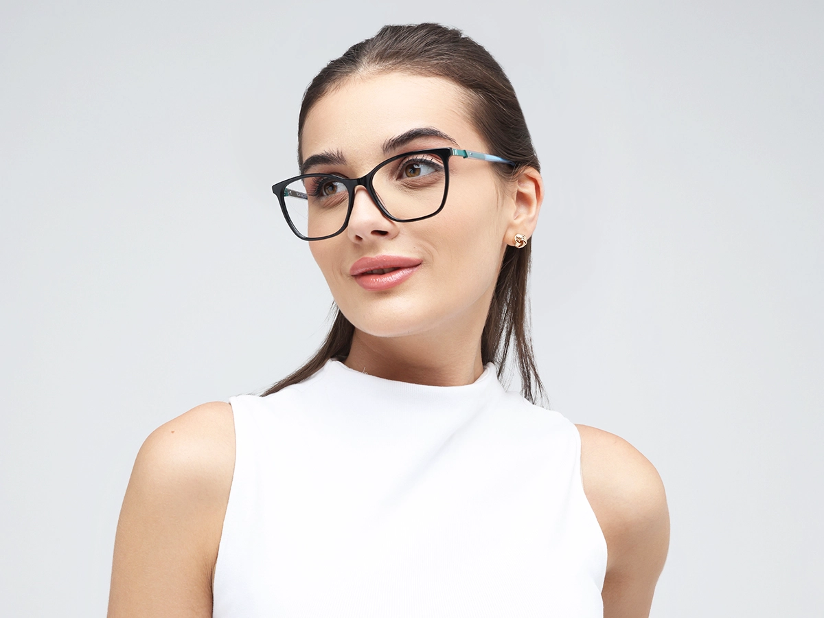Black Square Cateye Acetate Eyeglasses 51