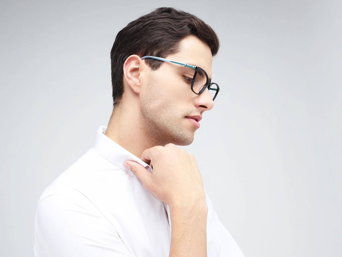 Black Square Cateye Acetate Eyeglasses 43