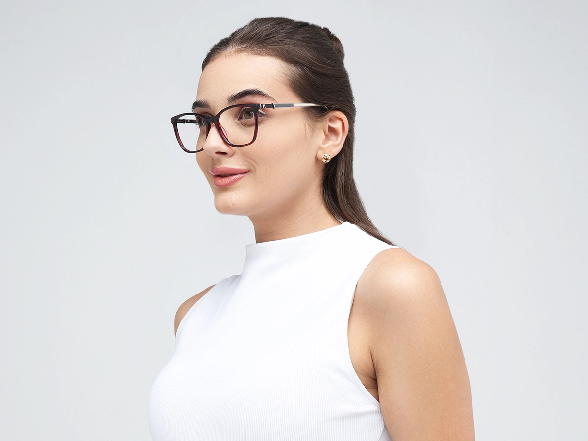 Dark Red Square Cateye Acetate Eyeglasses 52