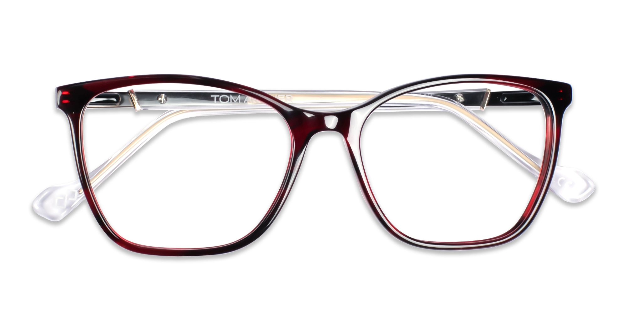 Dark Red Square Cateye Acetate Eyeglasses 6