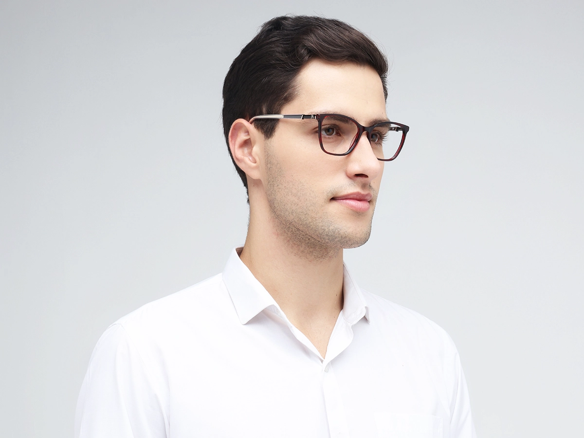 Dark Red Square Cateye Acetate Eyeglasses 43